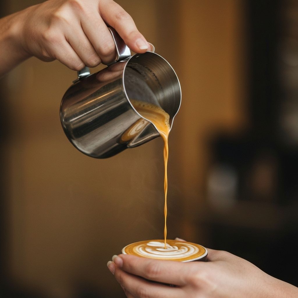 Professional coffee pouring technique